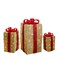 Northlight Set of 3 Lighted Tall Gold Gift Boxes with Red Bows Christmas Outdoor Decorations 18"